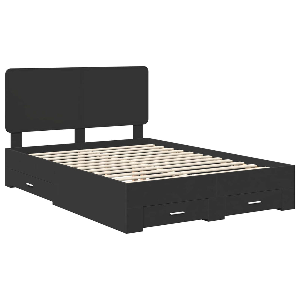 vidaXL Ramka łóżka Czarny 140 x 190 cm Materiał drewnopochodny