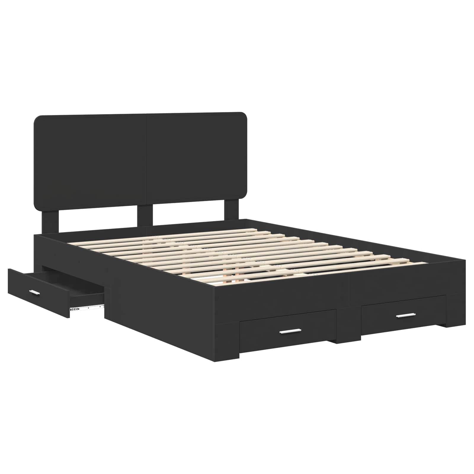 vidaXL Ramka łóżka Czarny 140 x 190 cm Materiał drewnopochodny