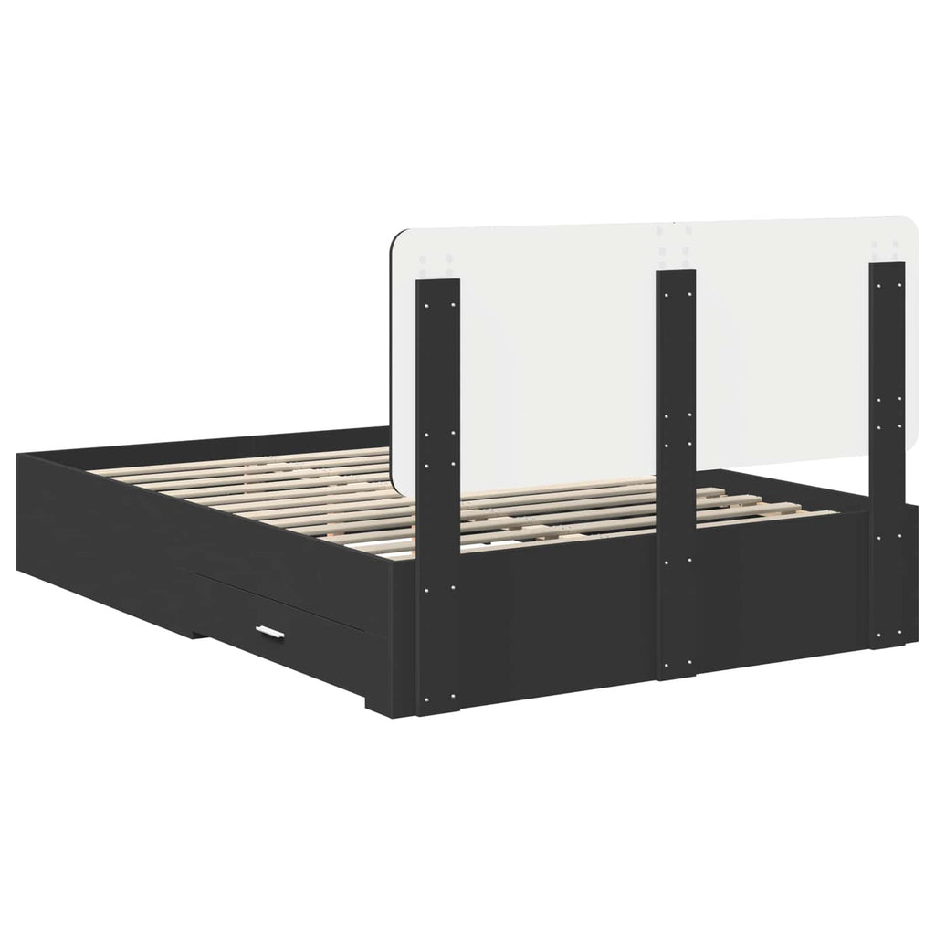 vidaXL Ramka łóżka Czarny 140 x 190 cm Materiał drewnopochodny