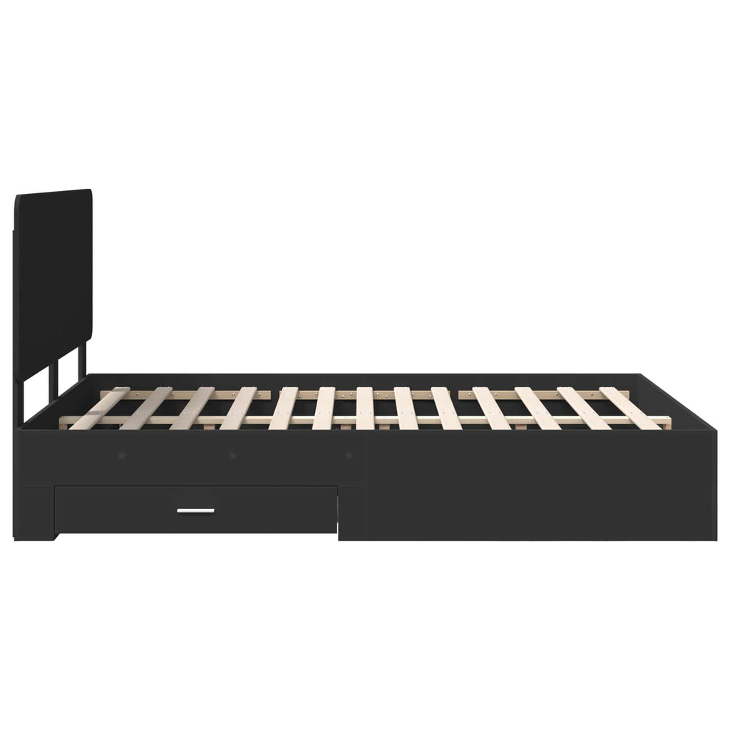 vidaXL Ramka łóżka Czarny 140 x 190 cm Materiał drewnopochodny