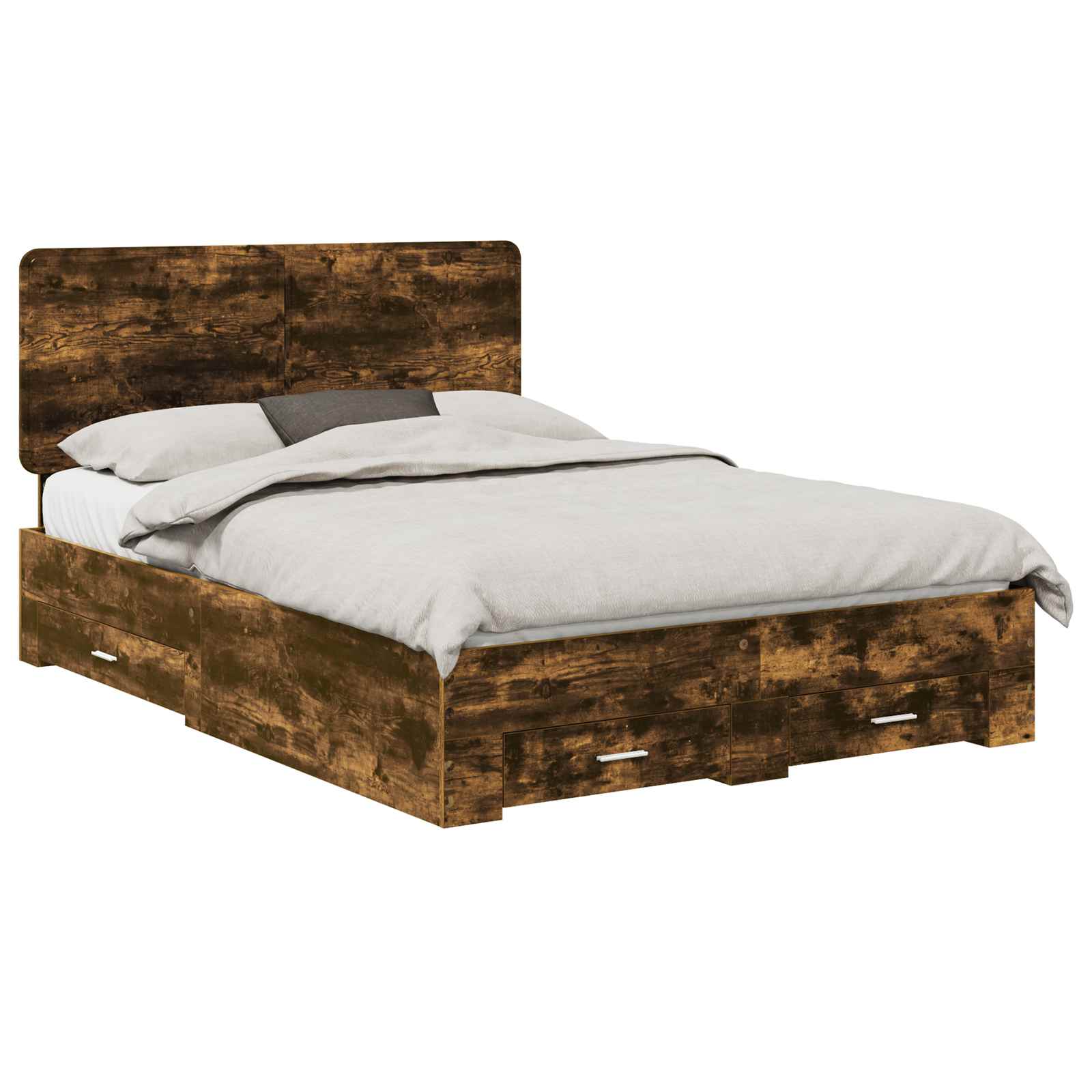 vidaXL Ramka łóżka Dąb wędzony 140 x 190 cm Materiał drewnopochodny