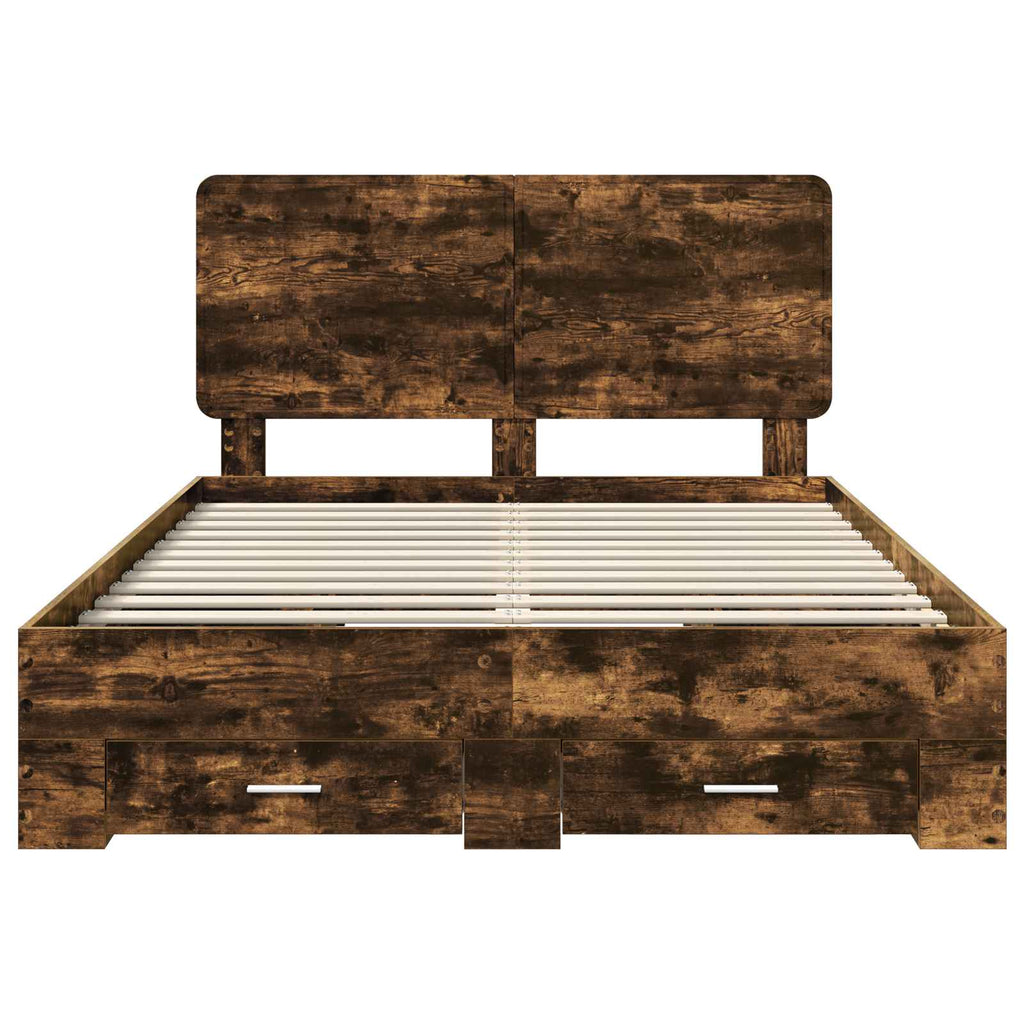 vidaXL Ramka łóżka Dąb wędzony 140 x 190 cm Materiał drewnopochodny