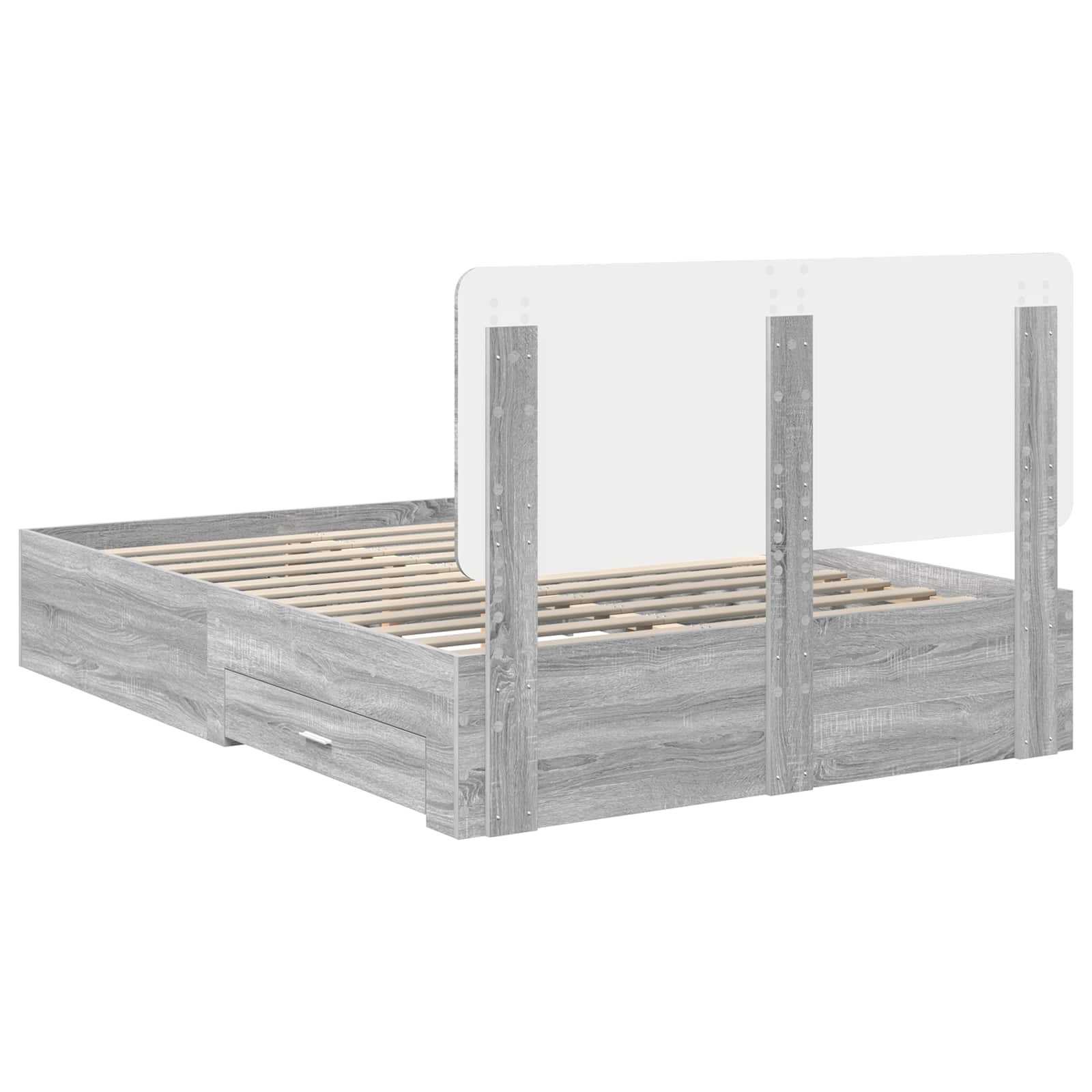 vidaXL Ramka łóżka Szary Sonoma 140 x 190 cm Materiał drewnopochodny
