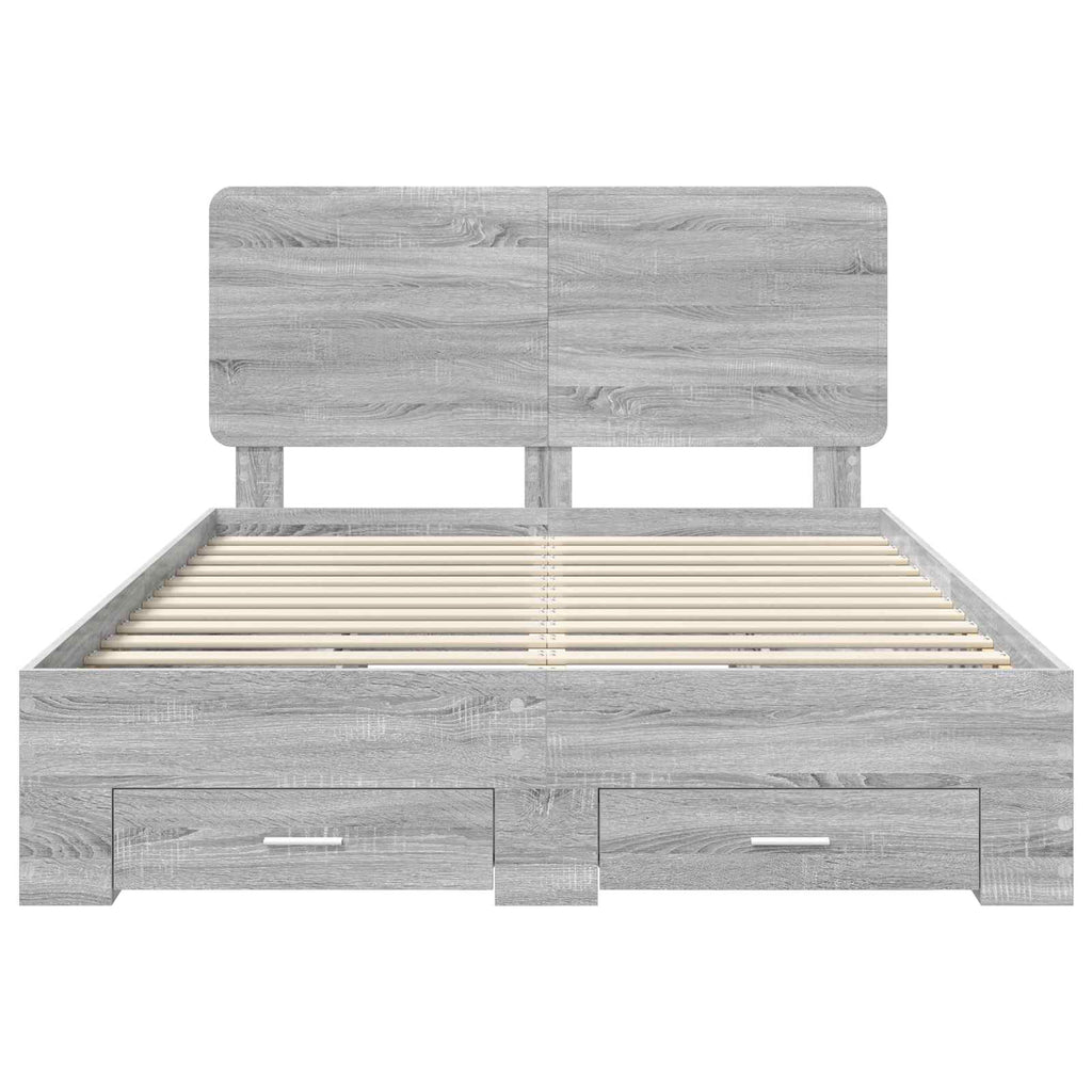 vidaXL Ramka łóżka Szary Sonoma 140 x 190 cm Materiał drewnopochodny