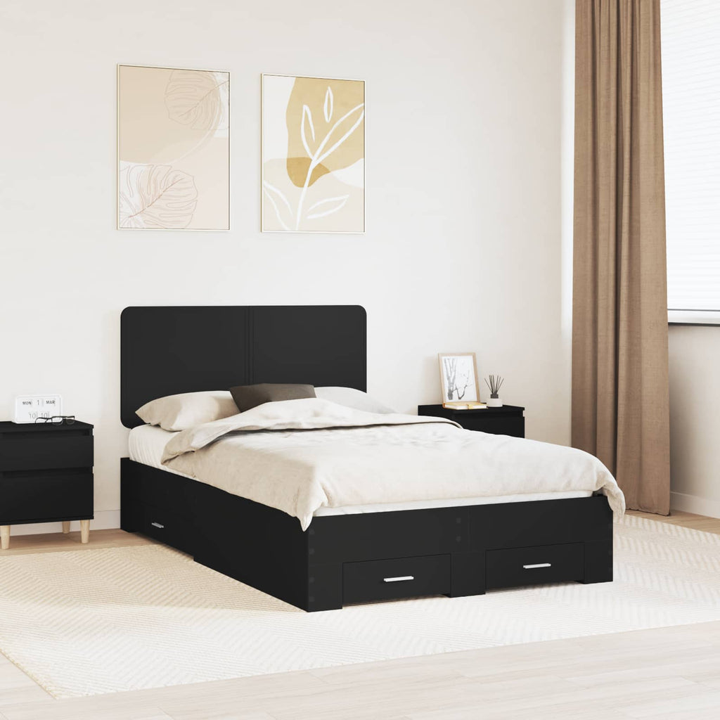 vidaXL Ramka łóżka Czarny 135 x 190 cm Materiał drewnopochodny