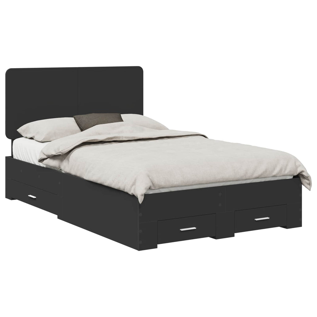 vidaXL Ramka łóżka Czarny 135 x 190 cm Materiał drewnopochodny
