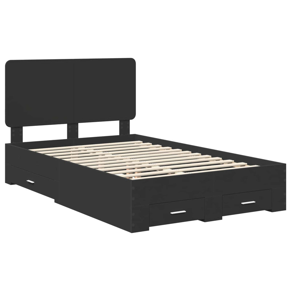vidaXL Ramka łóżka Czarny 135 x 190 cm Materiał drewnopochodny