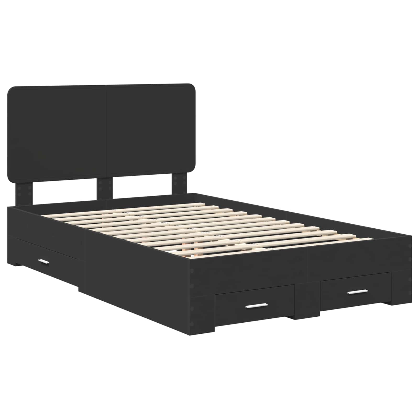 vidaXL Ramka łóżka Czarny 135 x 190 cm Materiał drewnopochodny