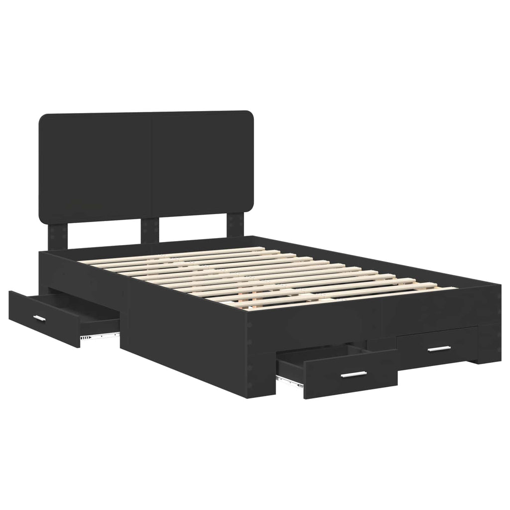 vidaXL Ramka łóżka Czarny 135 x 190 cm Materiał drewnopochodny