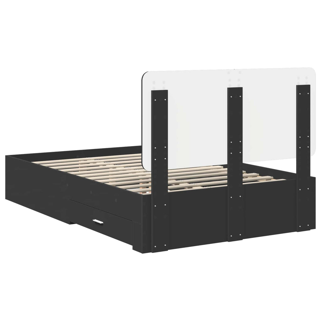 vidaXL Ramka łóżka Czarny 135 x 190 cm Materiał drewnopochodny
