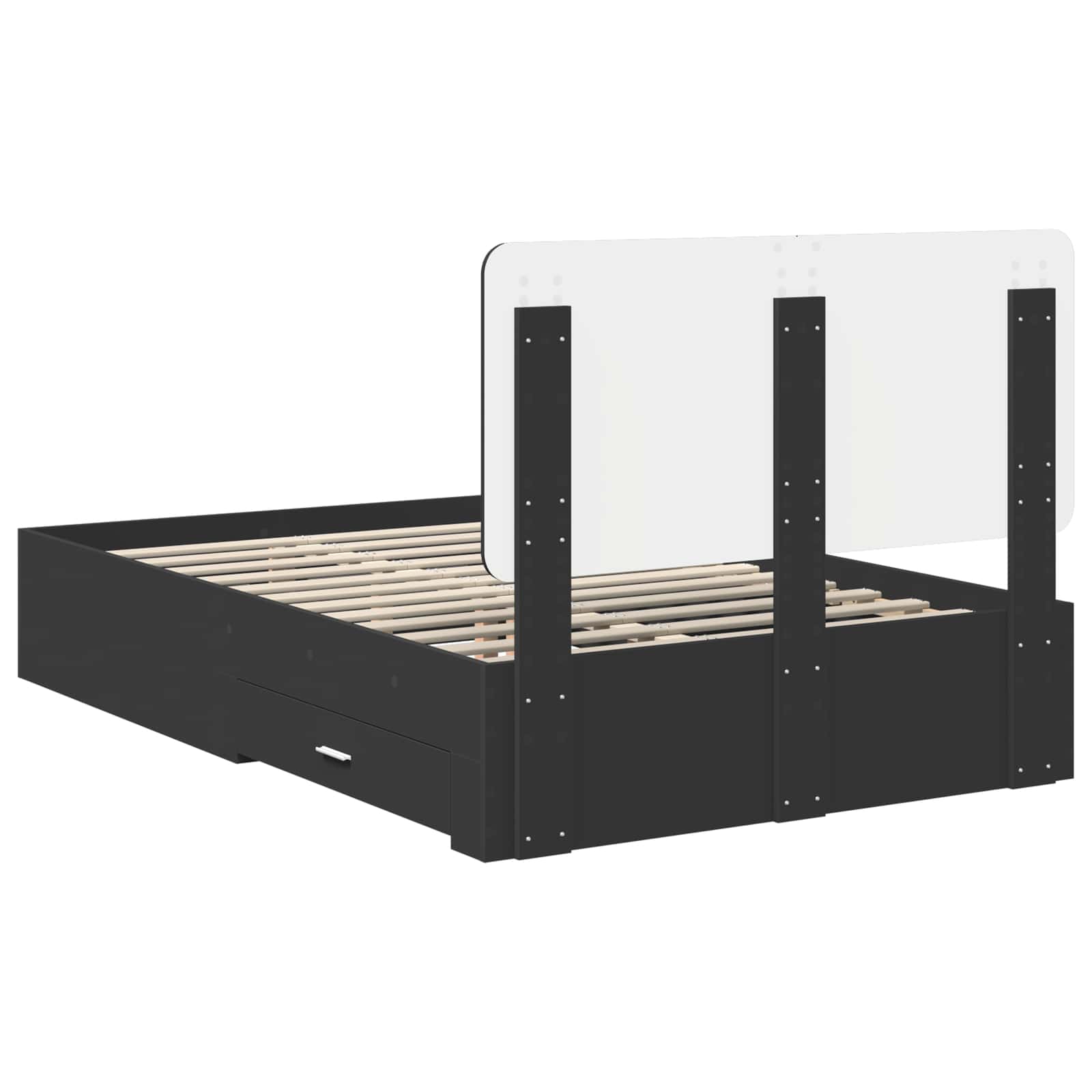vidaXL Ramka łóżka Czarny 135 x 190 cm Materiał drewnopochodny