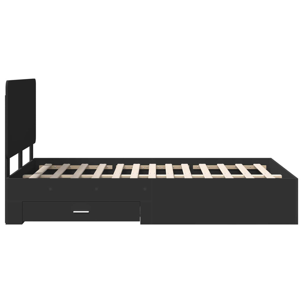 vidaXL Ramka łóżka Czarny 135 x 190 cm Materiał drewnopochodny