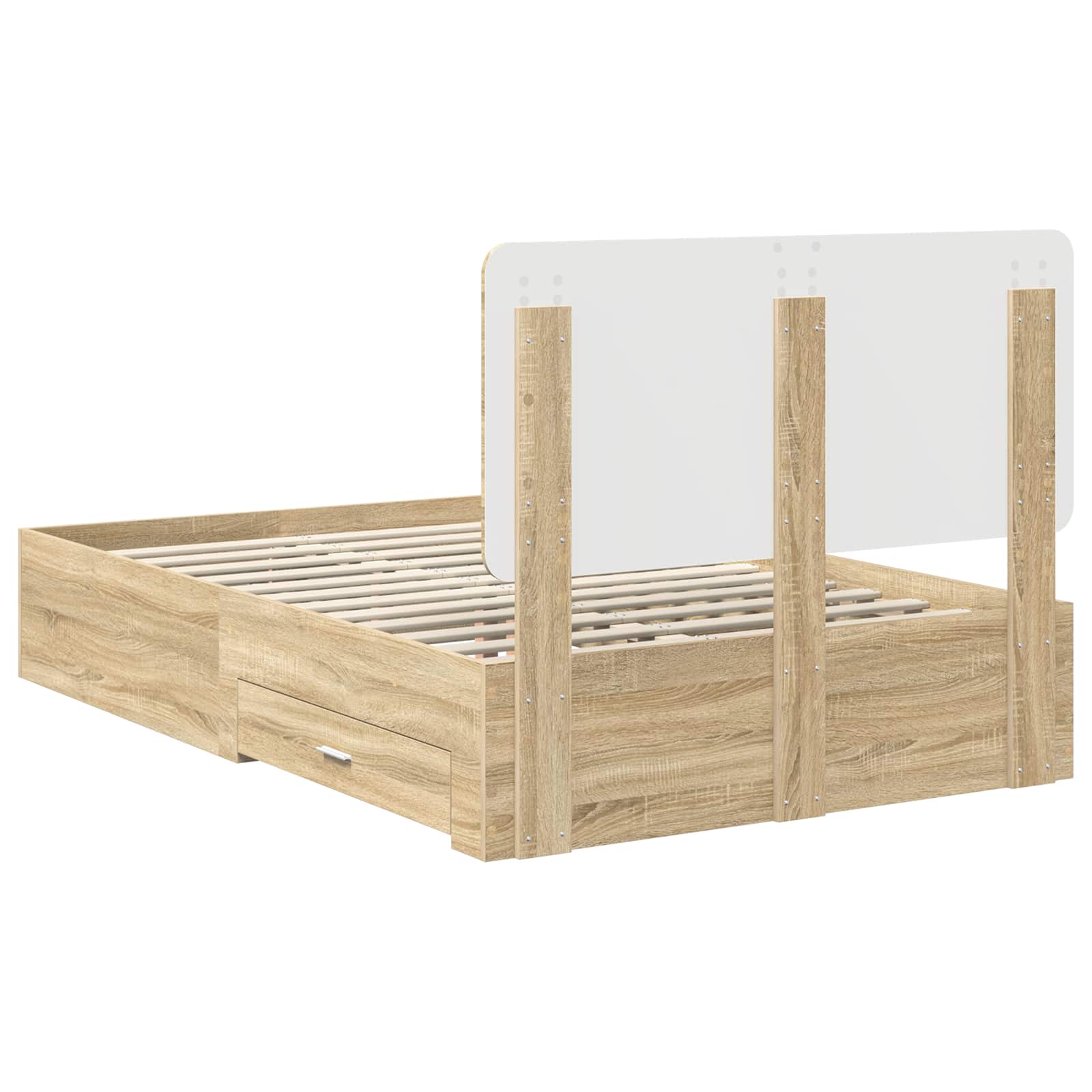 vidaXL Ramka łóżka Dąb Sonoma 135 x 190 cm Materiał drewnopochodny