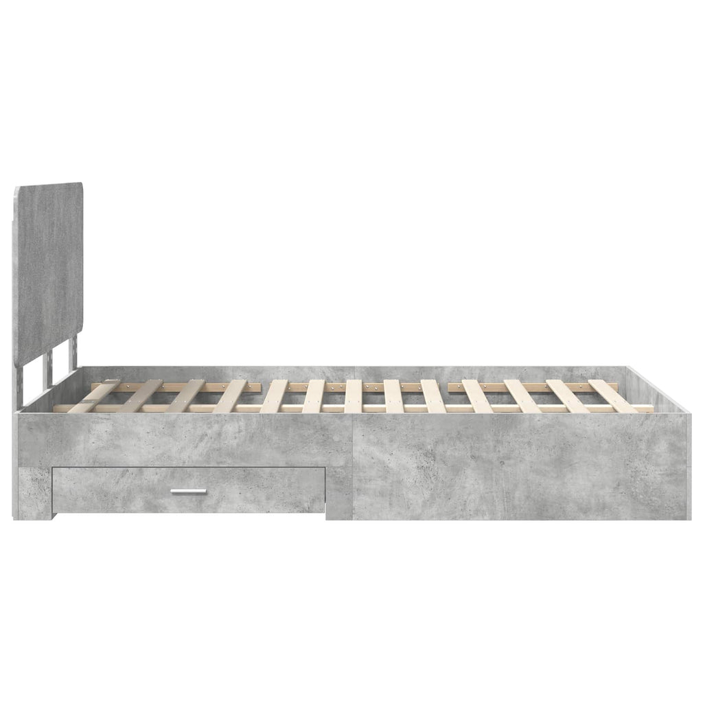 vidaXL Ramka łóżka Betonowy szary 135 x 190 cm Materiał drewnopochodny