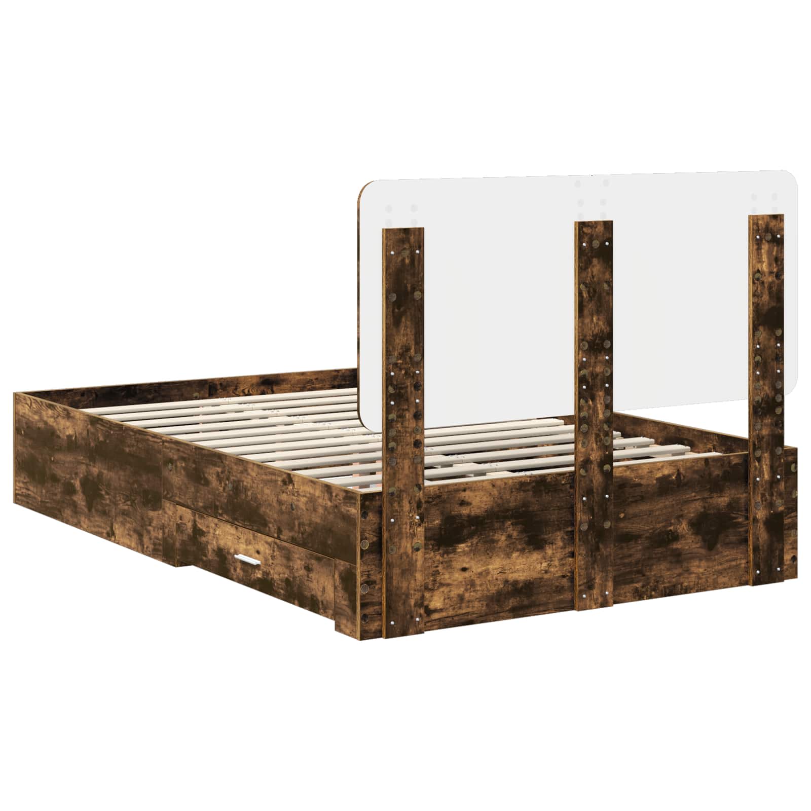 vidaXL Ramka łóżka Dąb wędzony 135 x 190 cm Materiał drewnopochodny