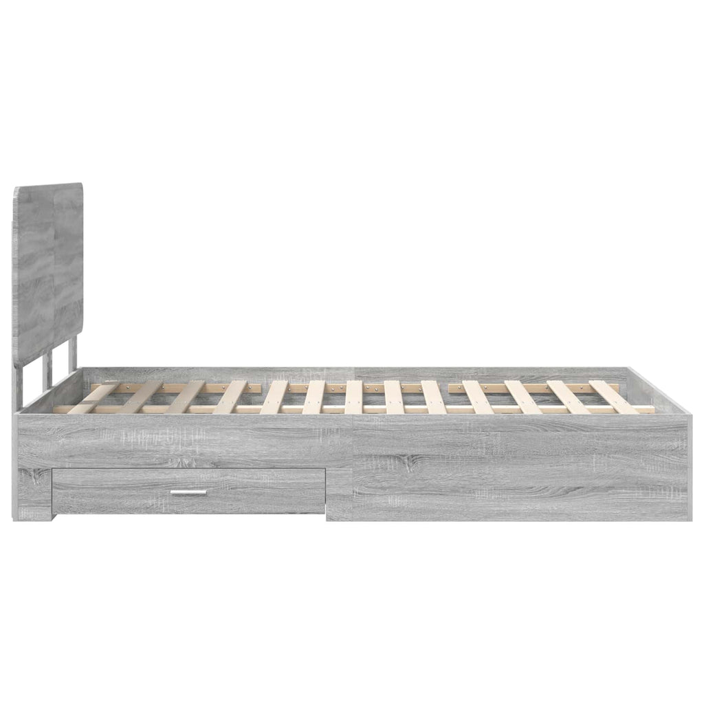 vidaXL Ramka łóżka Szary Sonoma 135 x 190 cm Materiał drewnopochodny