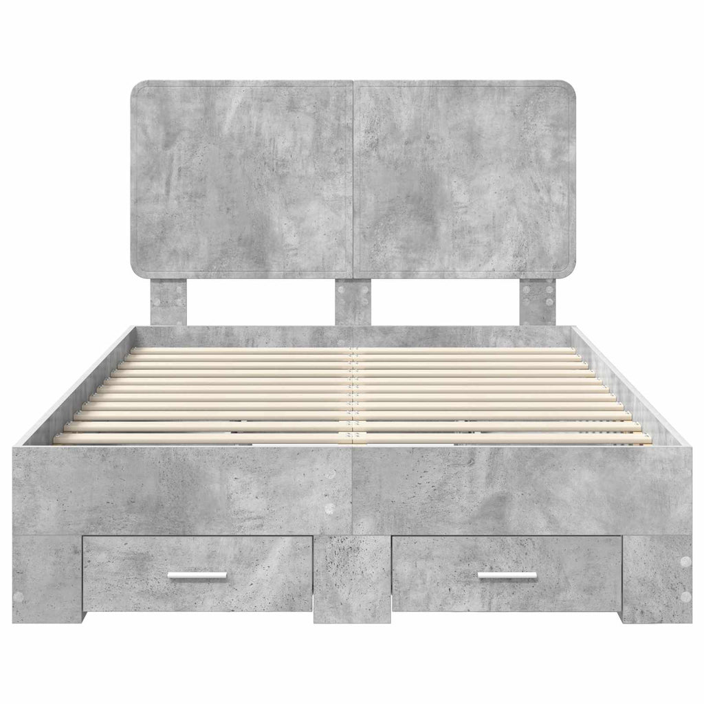 vidaXL Ramka łóżka Betonowy szary 120 x 200 cm Materiał drewnopochodny