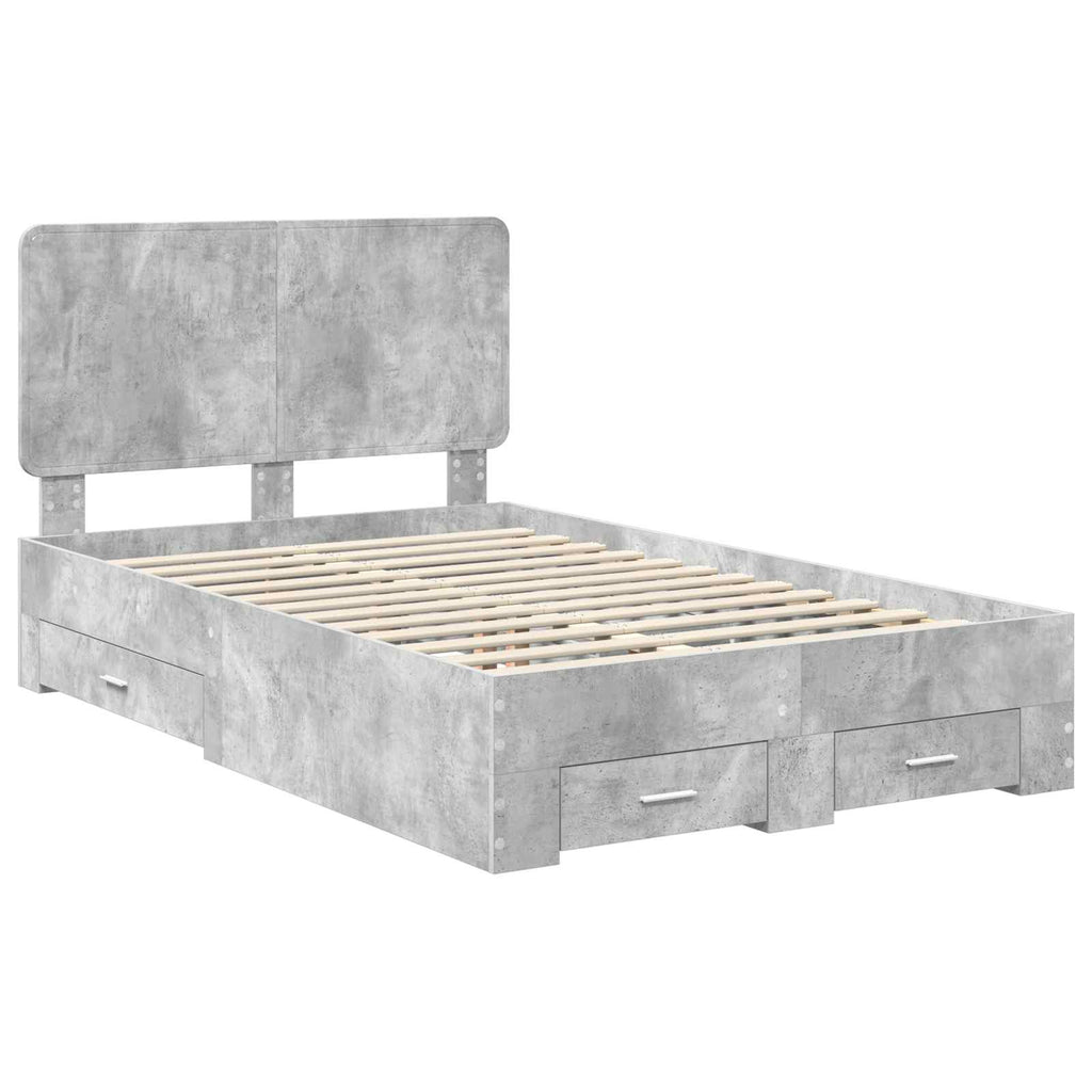 vidaXL Ramka łóżka Betonowy szary 120 x 190 cm Materiał drewnopochodny