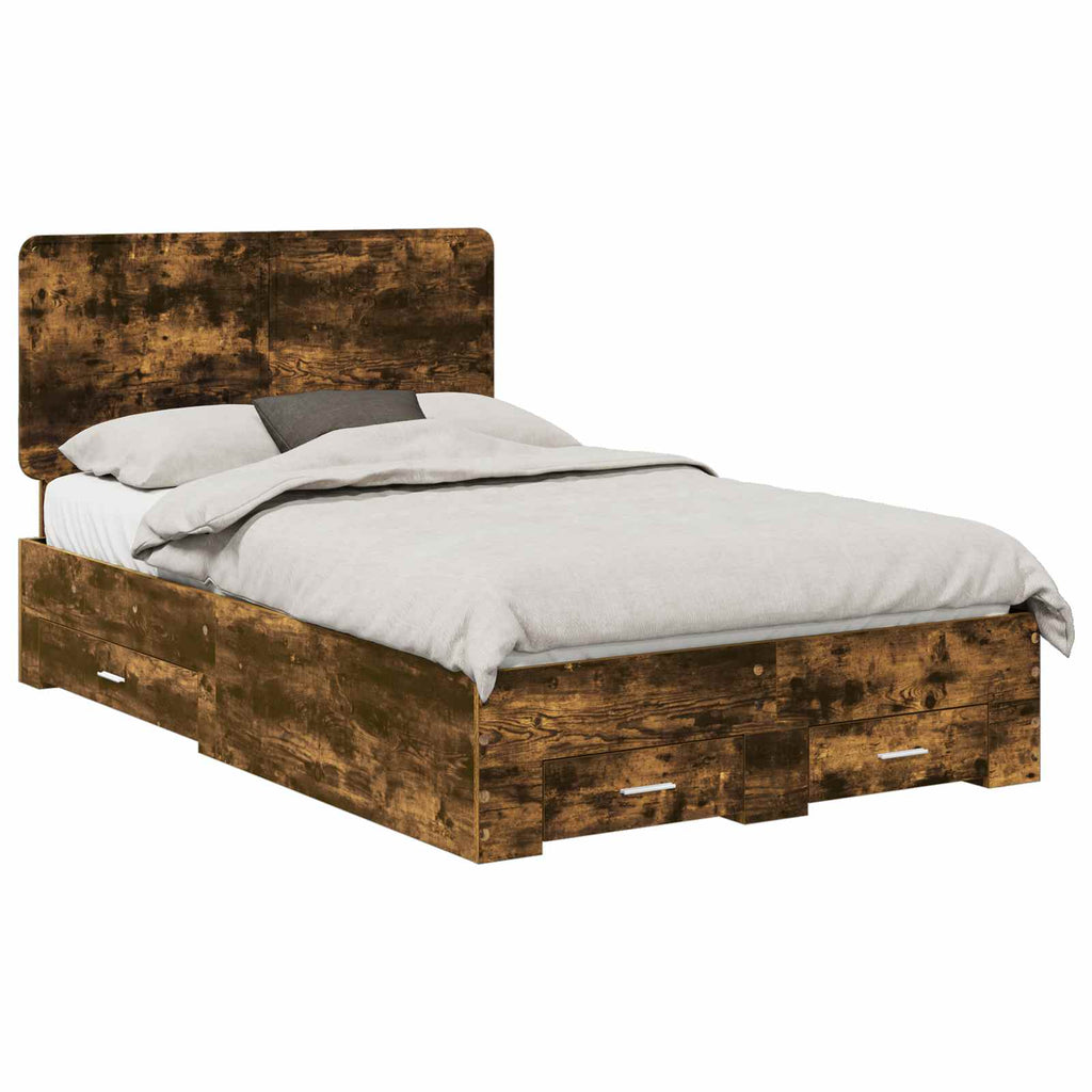 vidaXL Ramka łóżka Dąb wędzony 120 x 190 cm Materiał drewnopochodny