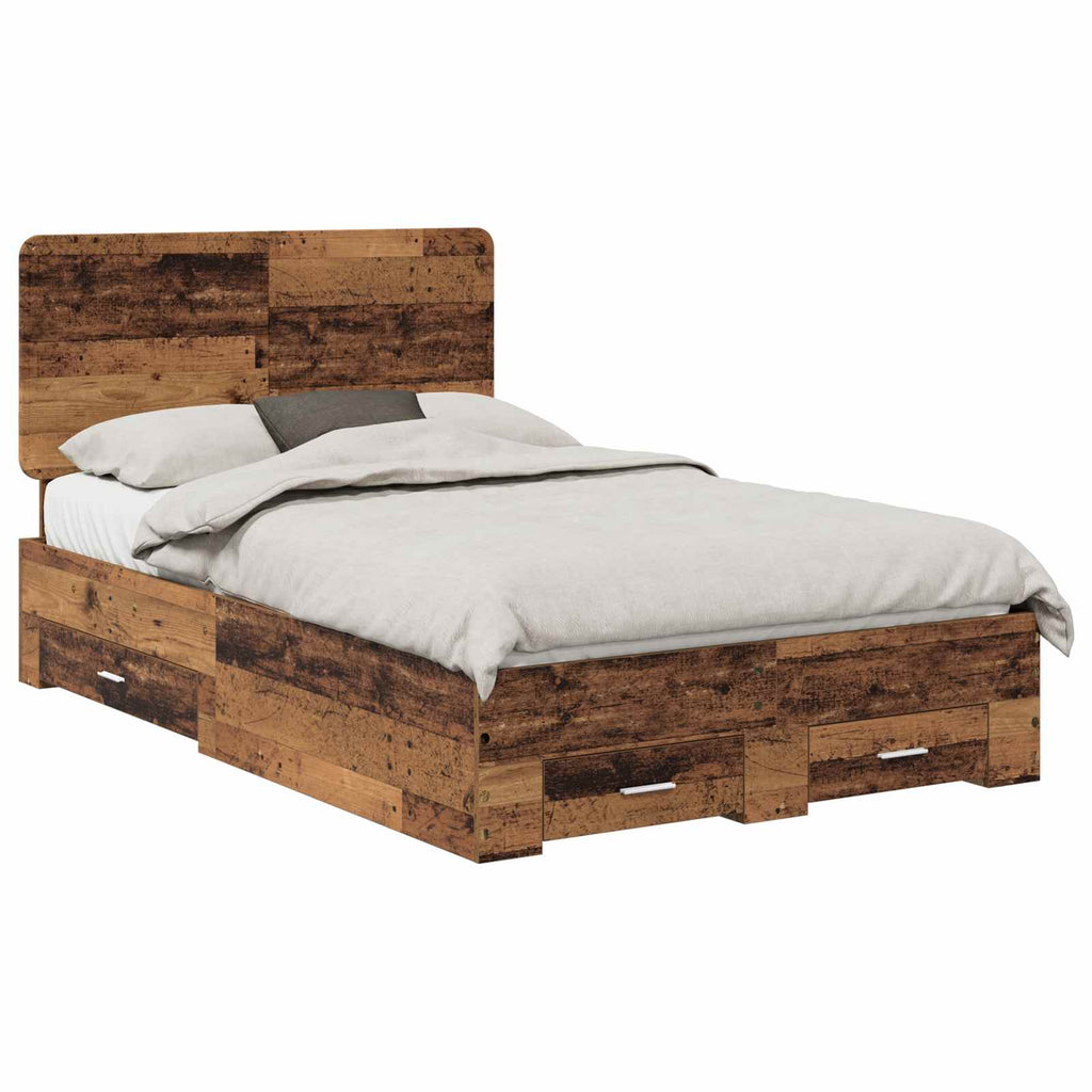 vidaXL Ramka łóżka Stare drewno 120 x 190 cm Materiał drewnopochodny