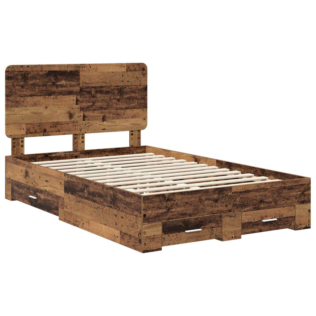vidaXL Ramka łóżka Stare drewno 120 x 190 cm Materiał drewnopochodny