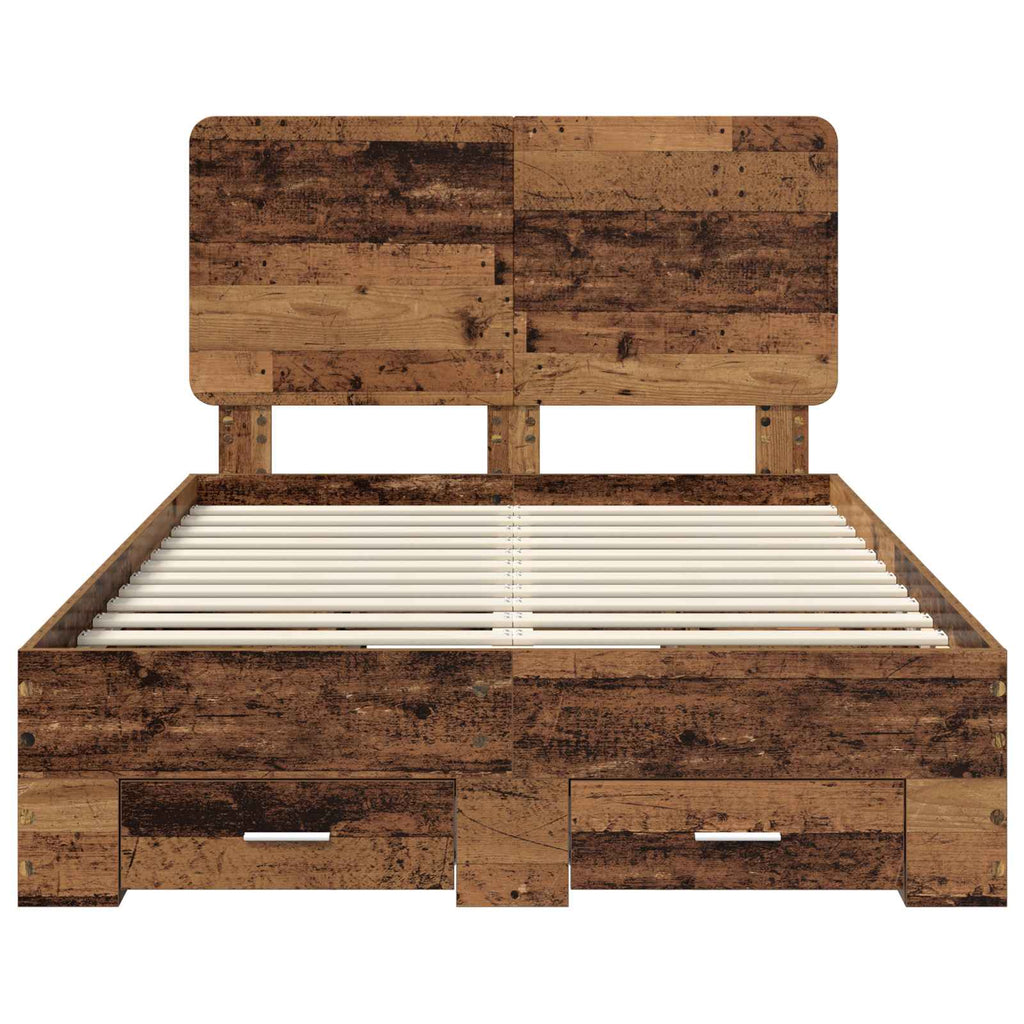 vidaXL Ramka łóżka Stare drewno 120 x 190 cm Materiał drewnopochodny