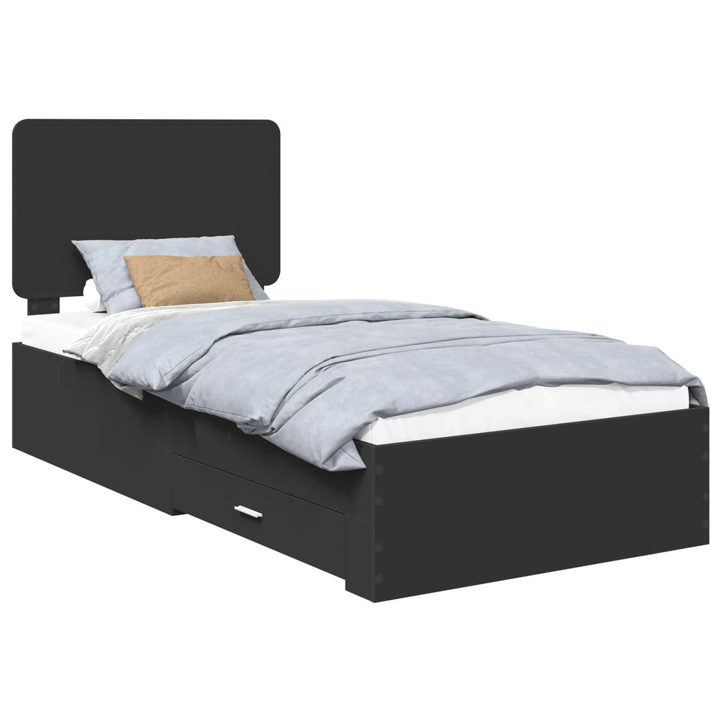 vidaXL Ramka łóżka Czarny 100 x 200 cm Materiał drewnopochodny