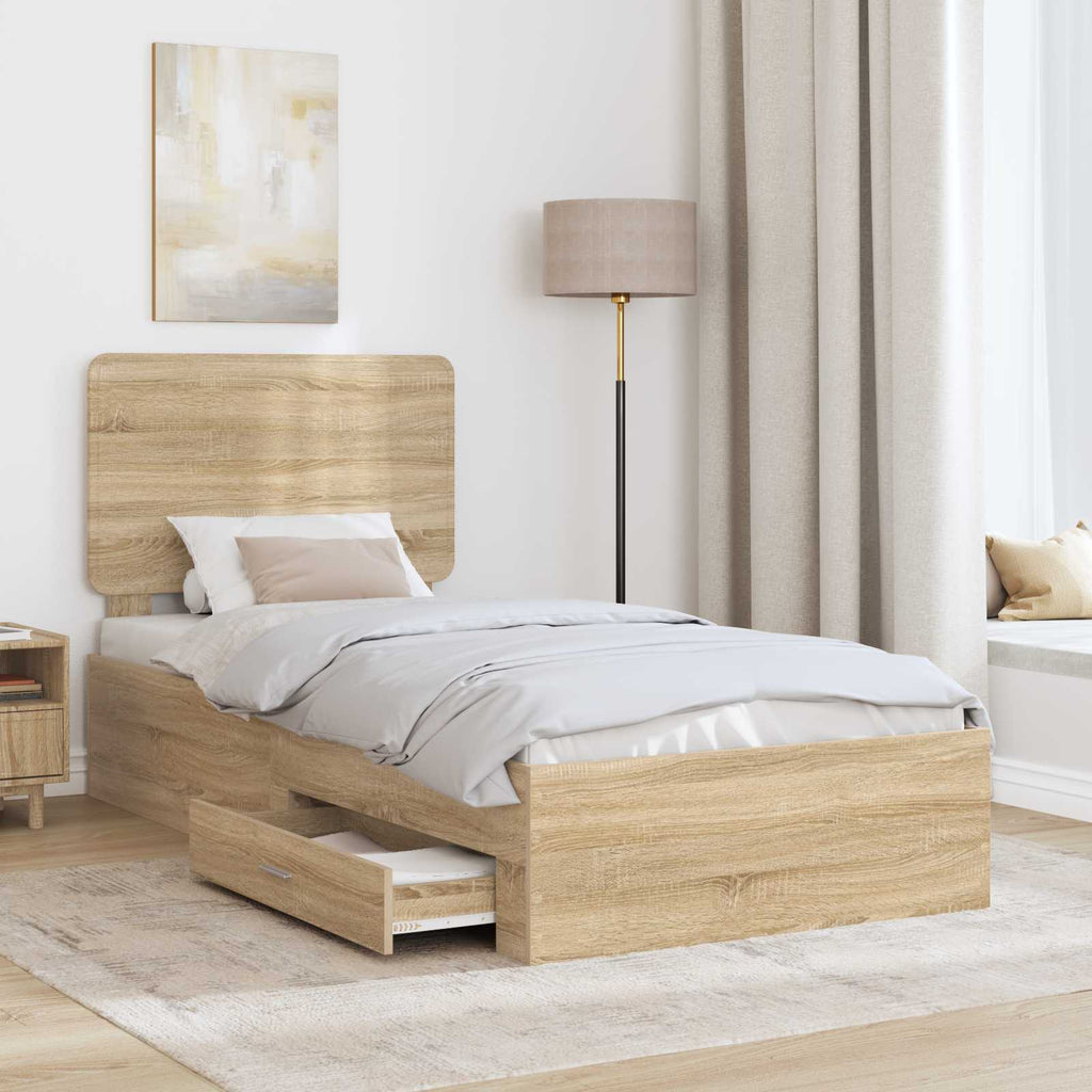 vidaXL Ramka łóżka Dąb Sonoma 100 x 200 cm Materiał drewnopochodny