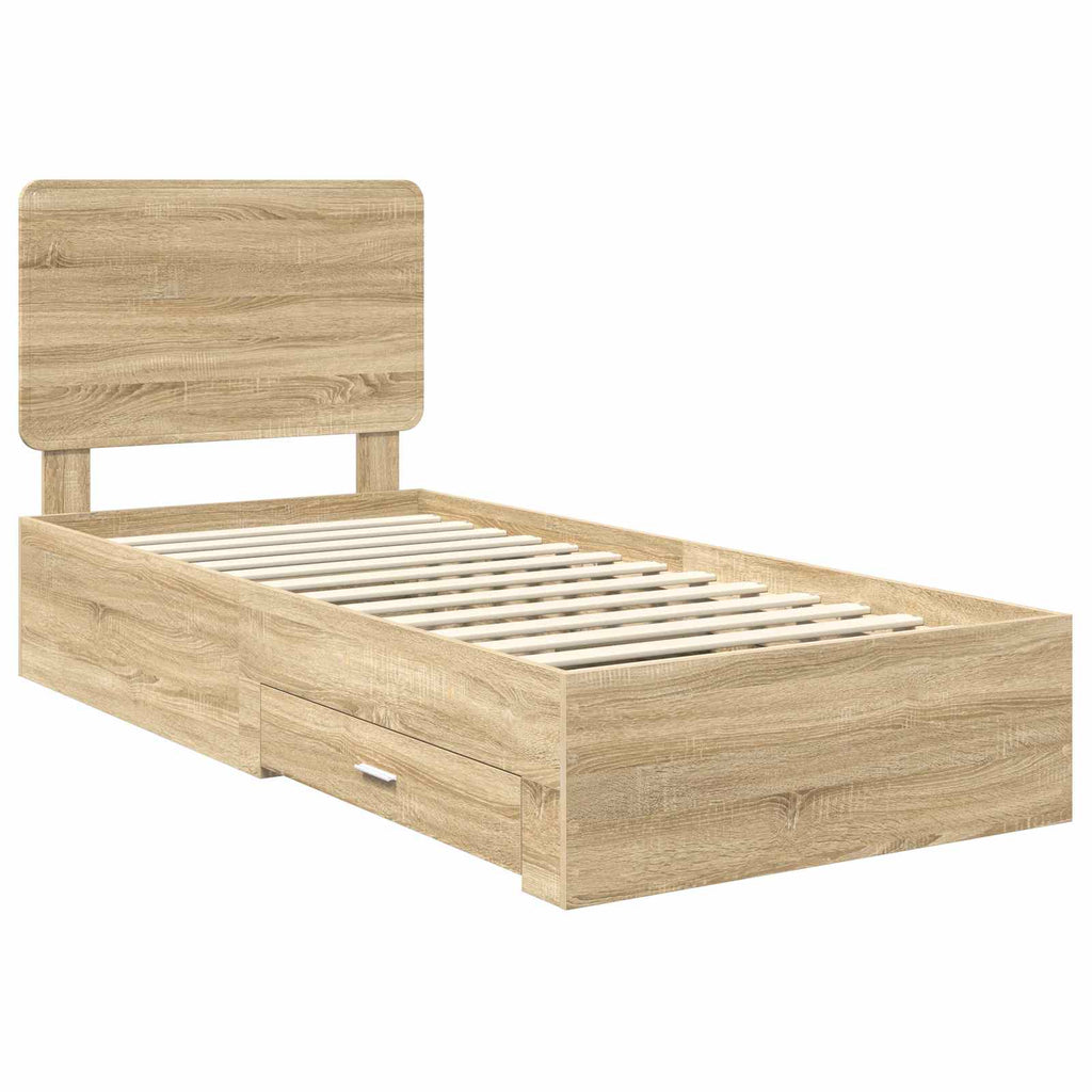 vidaXL Ramka łóżka Dąb Sonoma 100 x 200 cm Materiał drewnopochodny