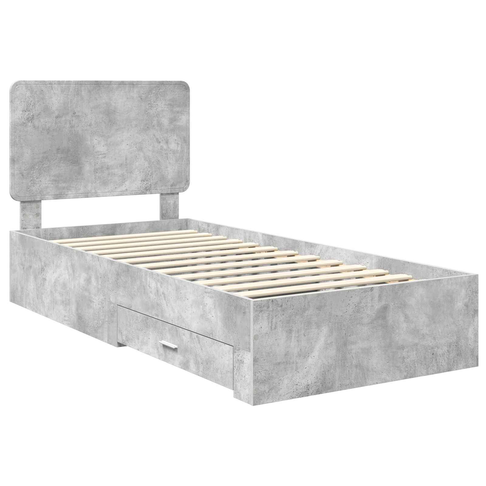 vidaXL Ramka łóżka Betonowy szary 100 x 200 cm Materiał drewnopochodny