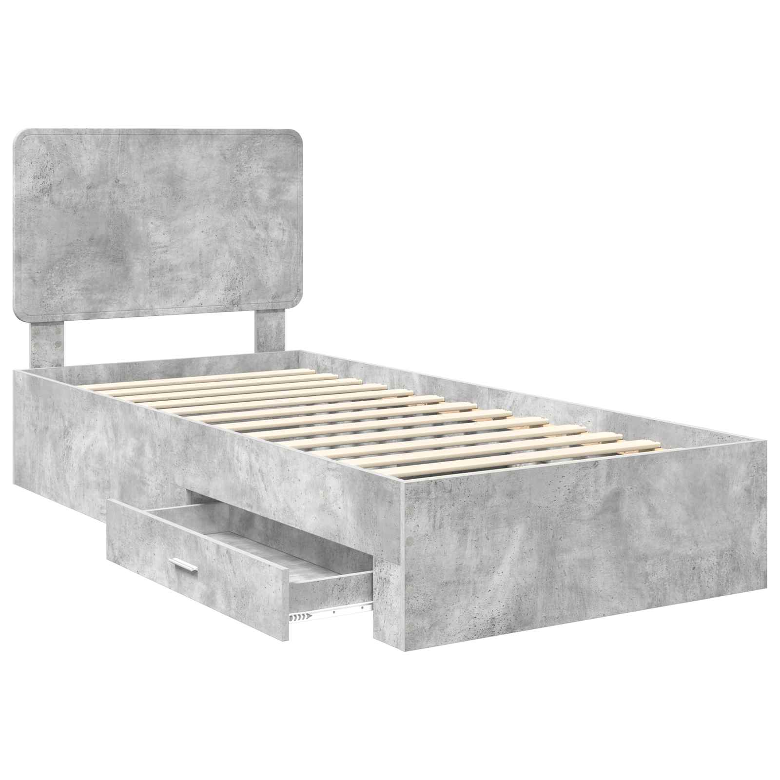 vidaXL Ramka łóżka Betonowy szary 100 x 200 cm Materiał drewnopochodny