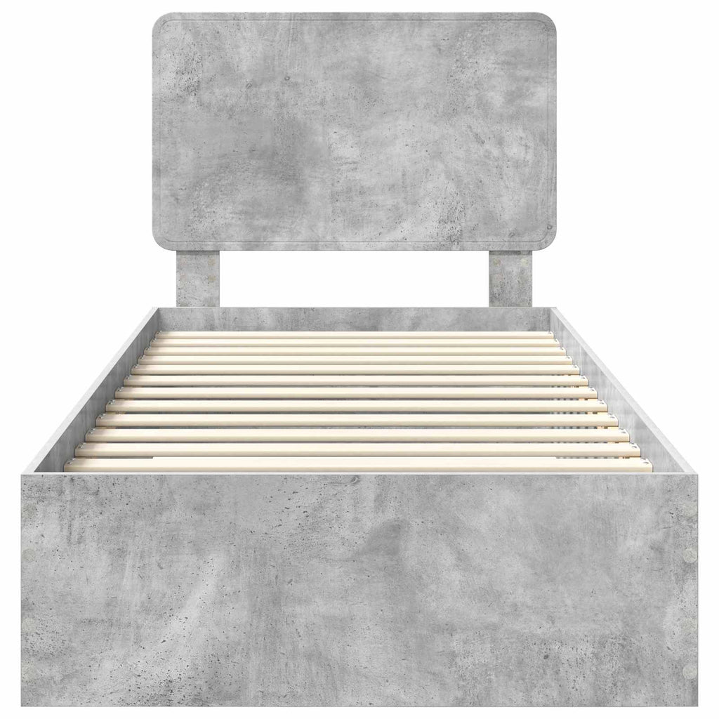 vidaXL Ramka łóżka Betonowy szary 100 x 200 cm Materiał drewnopochodny