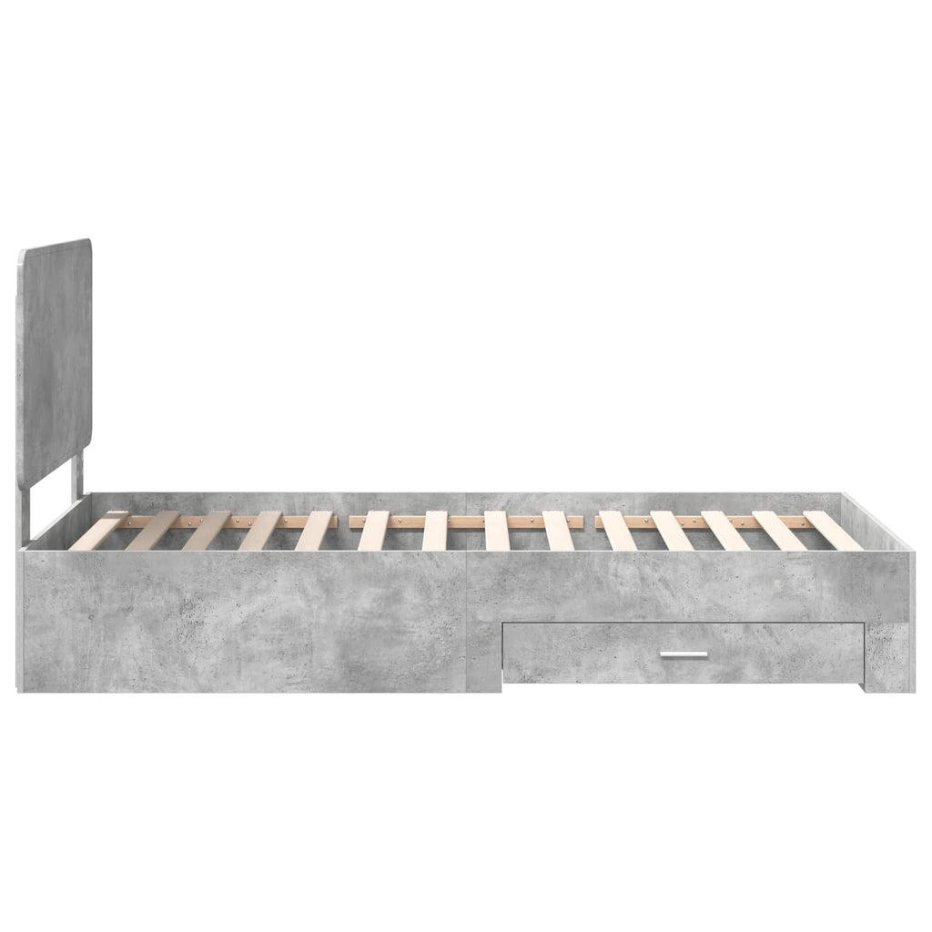 vidaXL Ramka łóżka Betonowy szary 100 x 200 cm Materiał drewnopochodny