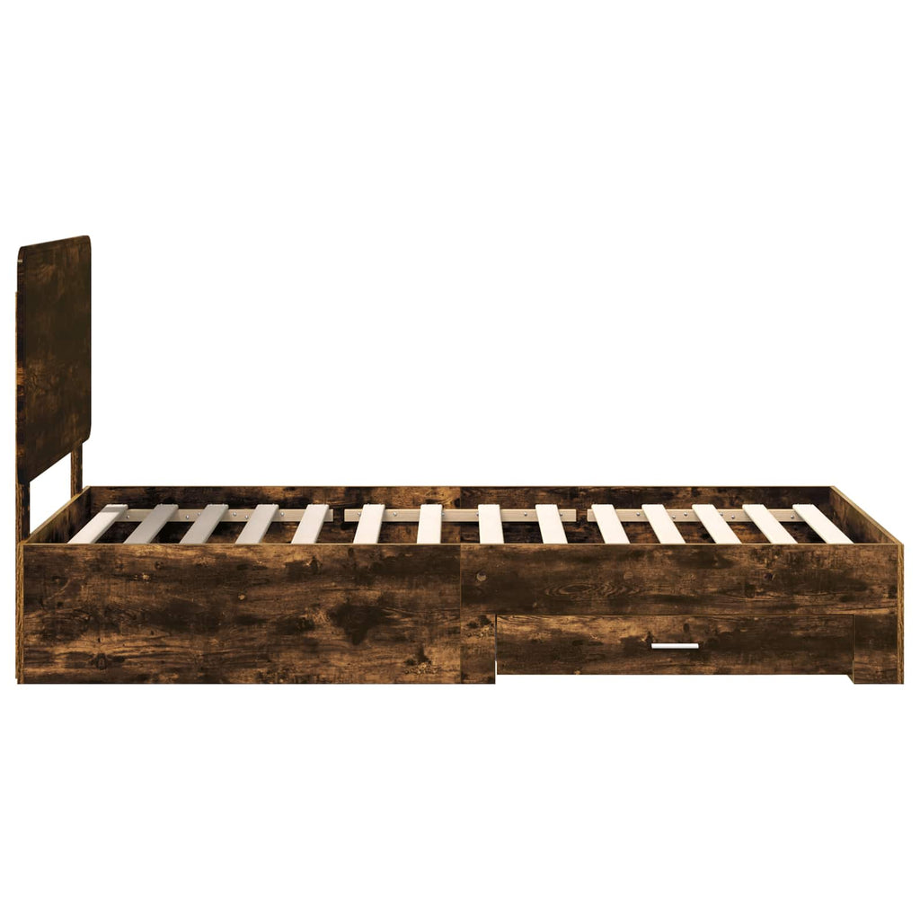 vidaXL Ramka łóżka Dąb wędzony 100 x 200 cm Materiał drewnopochodny