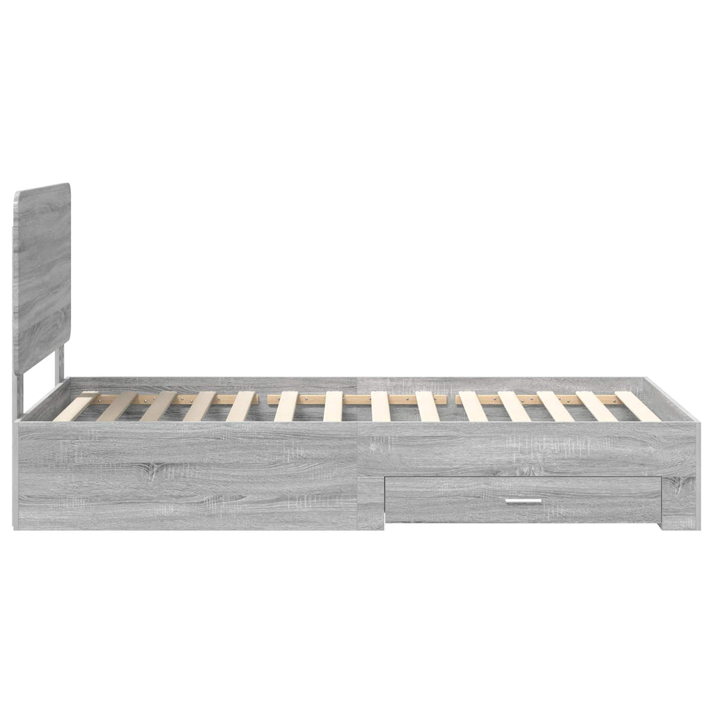 vidaXL Ramka łóżka Szary Sonoma 100 x 200 cm Materiał drewnopochodny