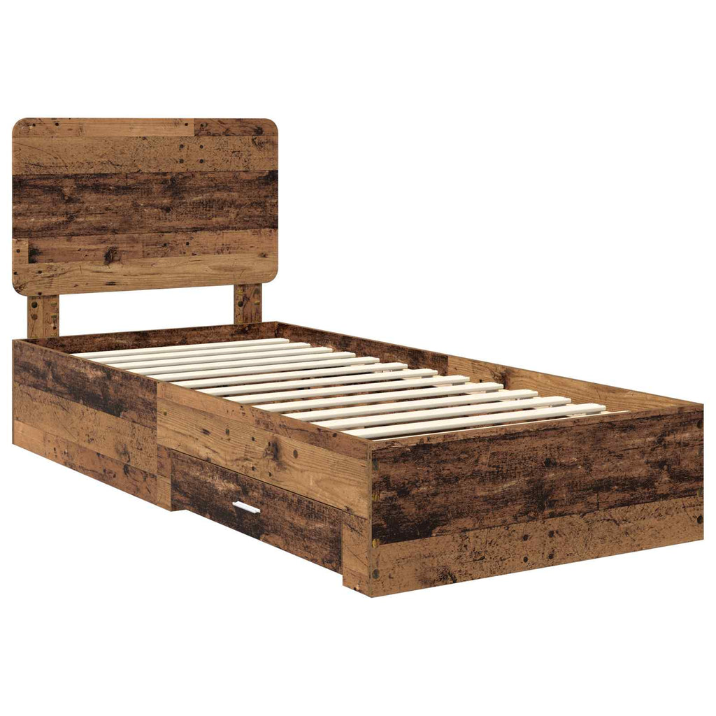 vidaXL Ramka łóżka Stare drewno 100 x 200 cm Materiał drewnopochodny