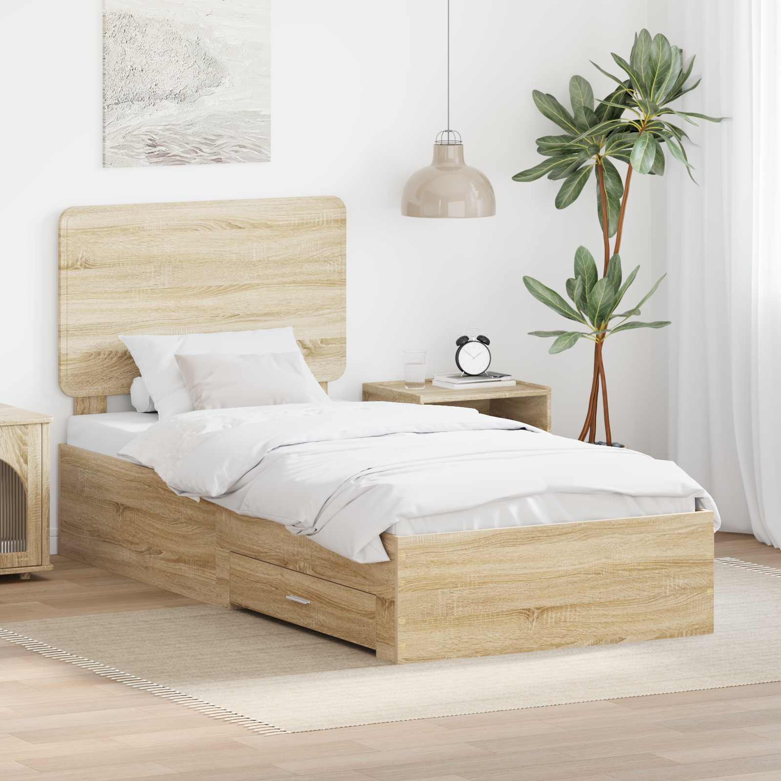 vidaXL Ramka łóżka Dąb Sonoma 90 x 200 cm Materiał drewnopochodny
