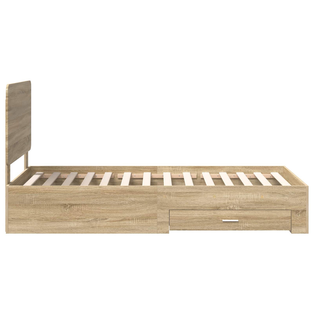vidaXL Ramka łóżka Dąb Sonoma 90 x 200 cm Materiał drewnopochodny