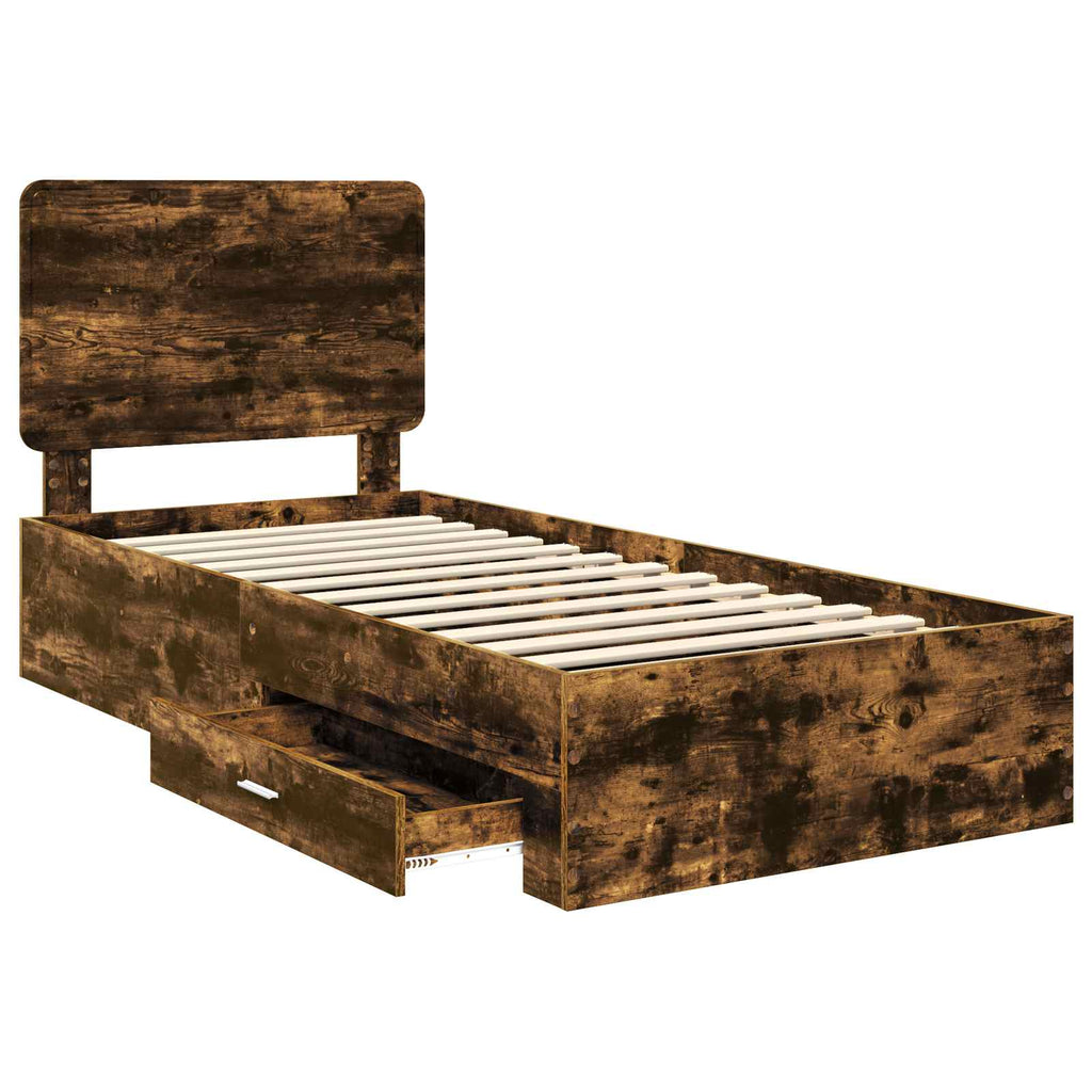 vidaXL Ramka łóżka Dąb wędzony 90 x 200 cm Materiał drewnopochodny