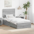 vidaXL Ramka łóżka Szary Sonoma 90 x 200 cm Materiał drewnopochodny