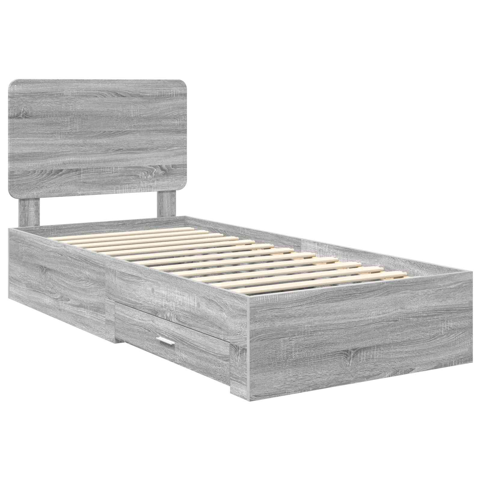 vidaXL Ramka łóżka Szary Sonoma 90 x 200 cm Materiał drewnopochodny