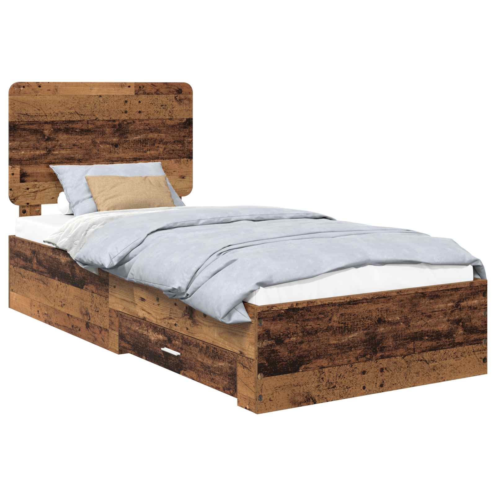 vidaXL Ramka łóżka Stare drewno 90 x 200 cm Materiał drewnopochodny