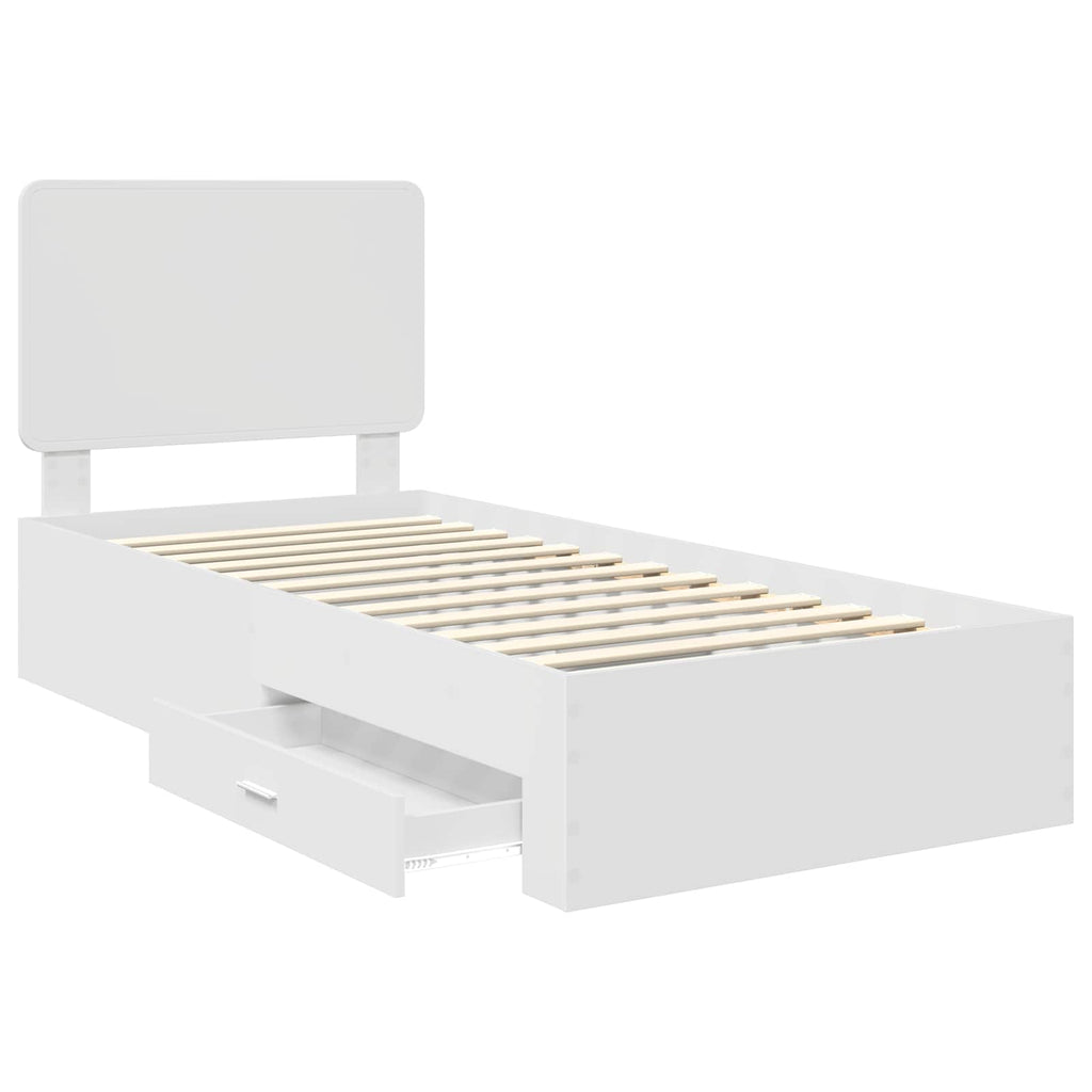 vidaXL Ramka łóżka Biały 90 x 190 cm Materiał drewnopochodny