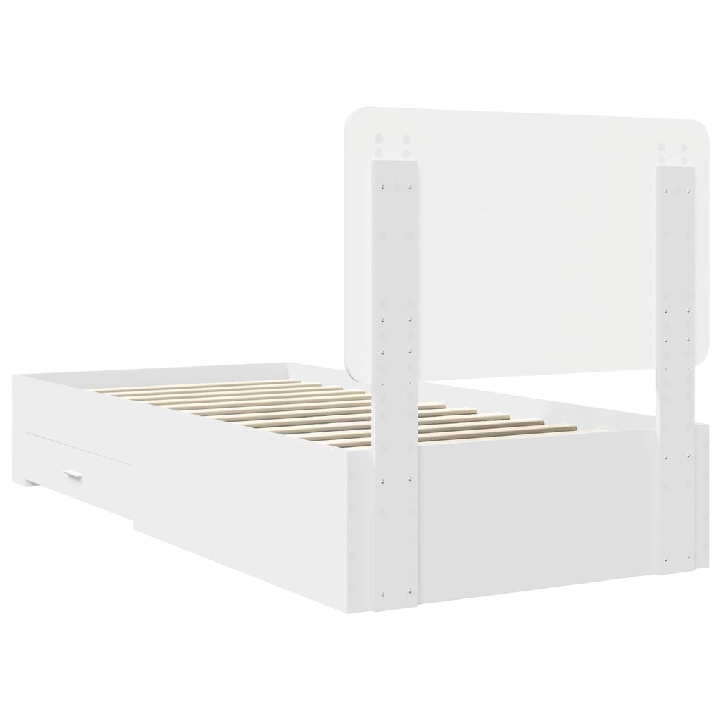 vidaXL Ramka łóżka Biały 90 x 190 cm Materiał drewnopochodny