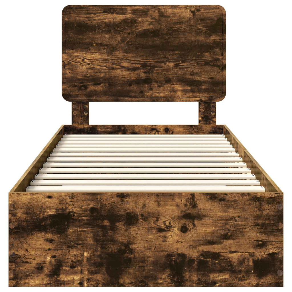 vidaXL Ramka łóżka Dąb wędzony 90 x 190 cm Materiał drewnopochodny