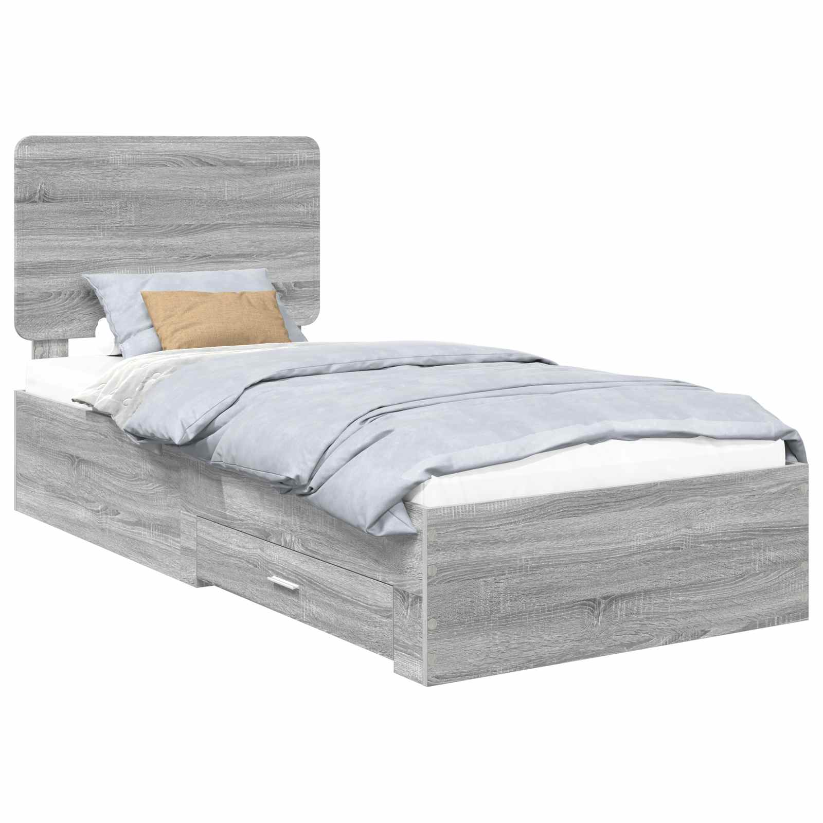 vidaXL Ramka łóżka Szary Sonoma 90 x 190 cm Materiał drewnopochodny