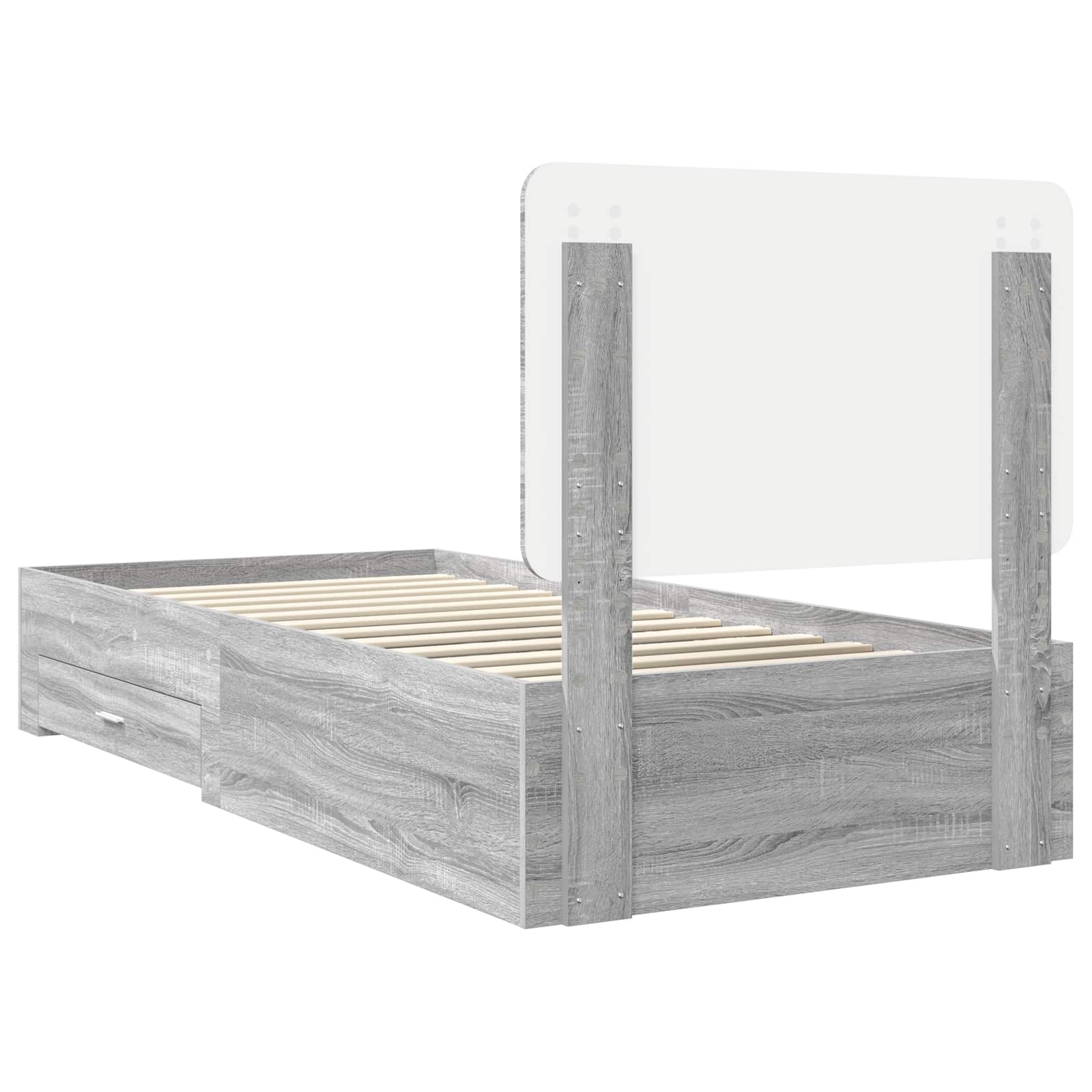 vidaXL Ramka łóżka Szary Sonoma 90 x 190 cm Materiał drewnopochodny