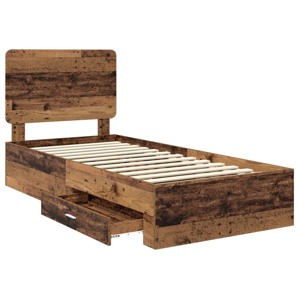 vidaXL Ramka łóżka Stare drewno 90 x 190 cm Materiał drewnopochodny