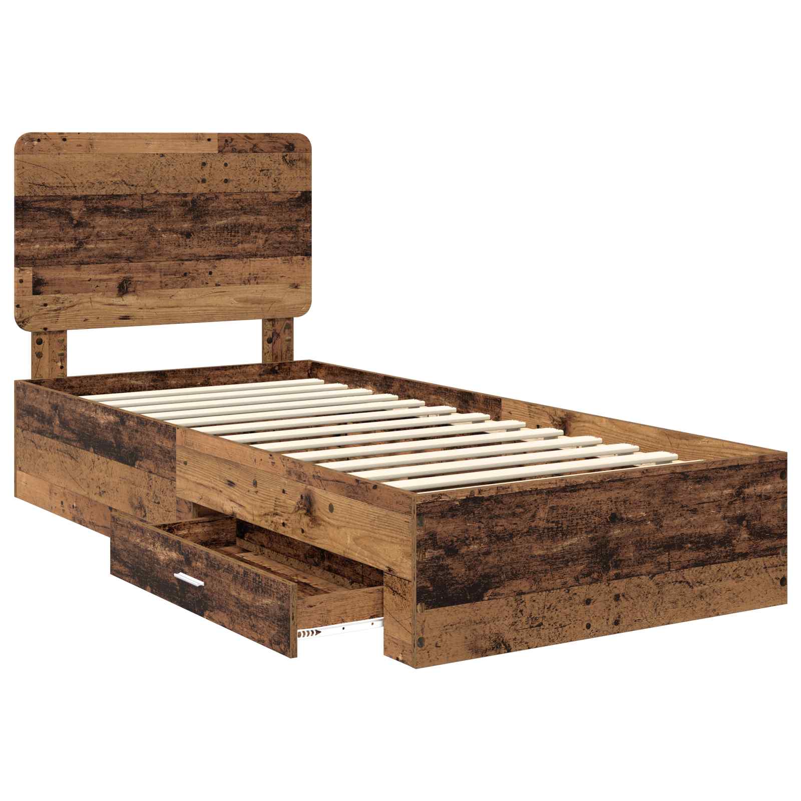 vidaXL Ramka łóżka Stare drewno 90 x 190 cm Materiał drewnopochodny