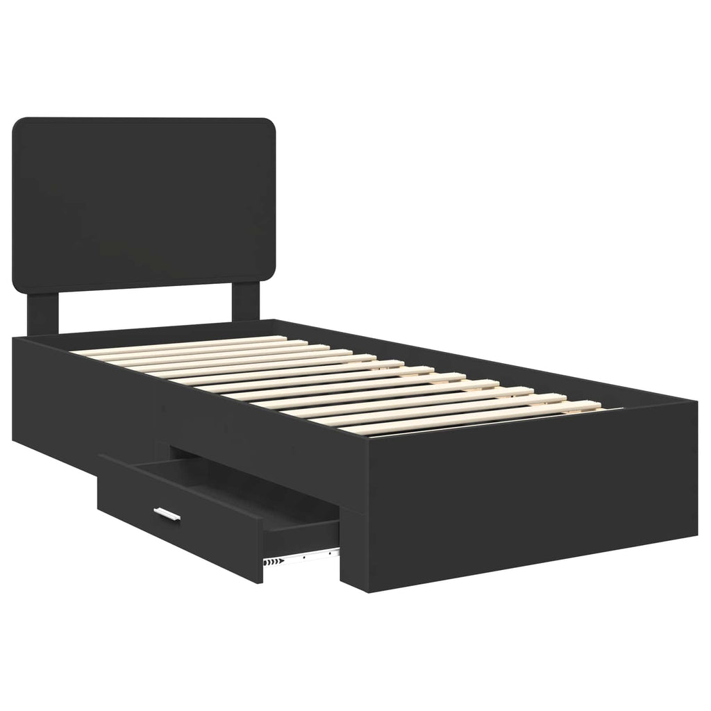 vidaXL Ramka łóżka Czarny 75 x 190 cm Materiał drewnopochodny